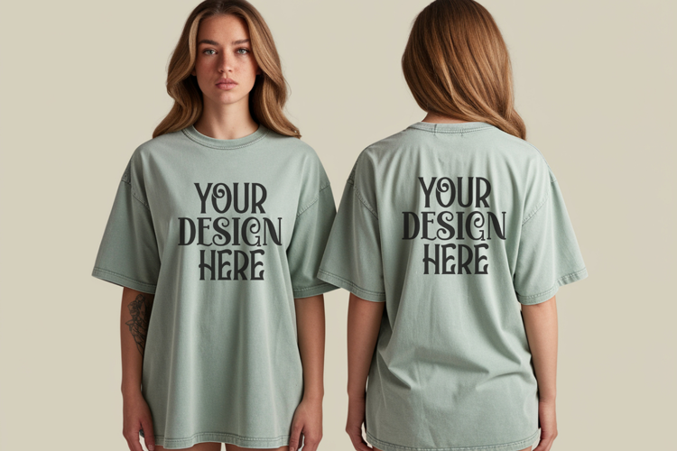 Comfort Colors 1717 Chalky Mint Front & back T shirt mockups