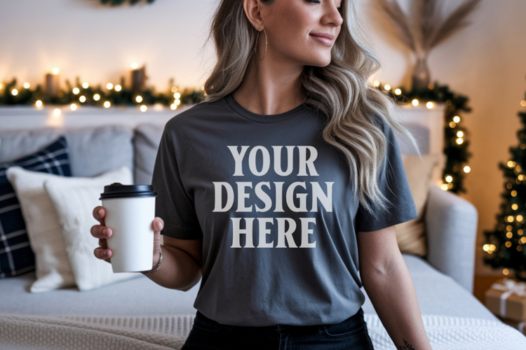 Comfort Colors 1717 Pepper Christmas T-Shirt Mockup, Boho
