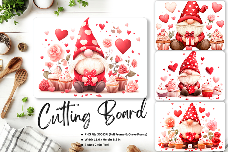 Gnome Heart Cutting Board Love Valentine Chopping Board_51