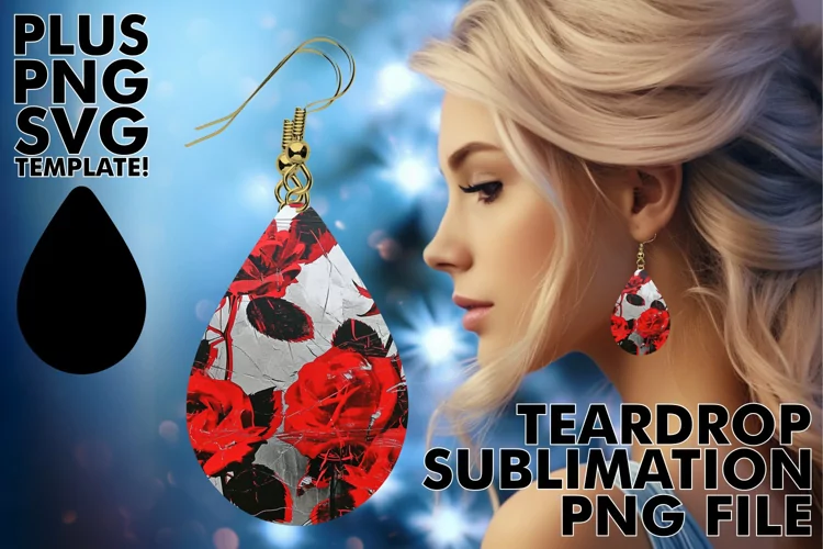 Teardrop Earrings with Sublimation Floral Artistry