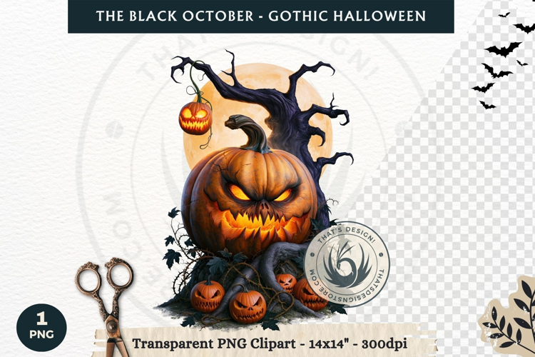 The Black October Gothic Halloween Clipart, Horror character