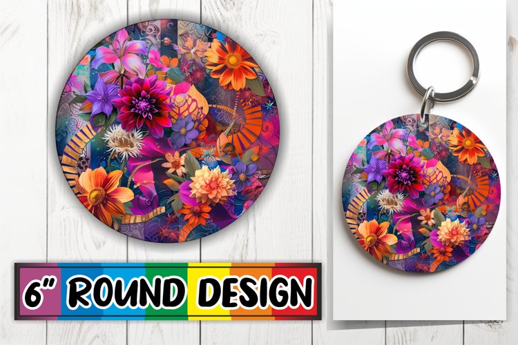 Vibrant Petal Keychain Sublimation Design example image 1