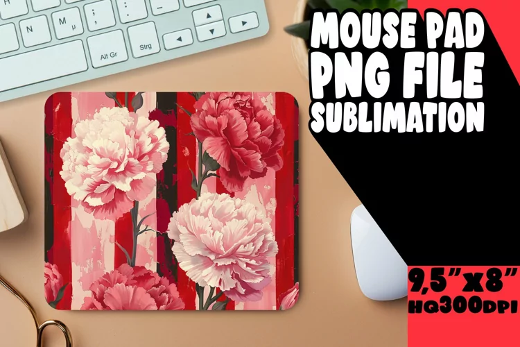 Sleek Stripe & Petal Mouse Mat - Minimalist Charm