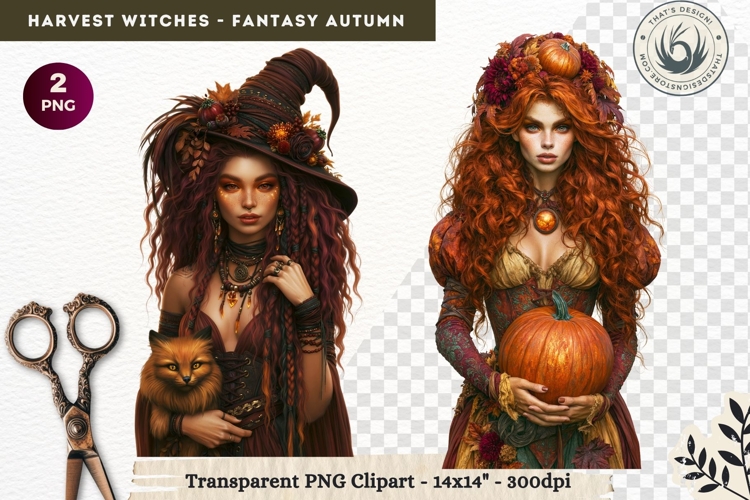 Harvest Witch Clipart Autumn Cottagecore Apothecary PNG RPG