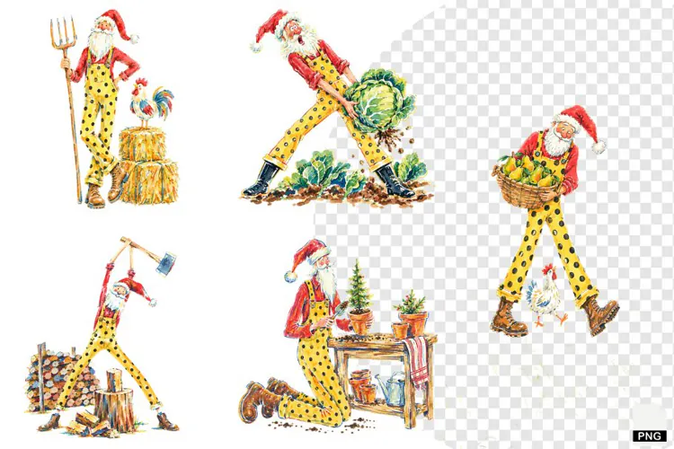 Santa In Farmhouse PNGs