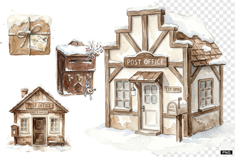 Winter Morning Mailbox Clipart