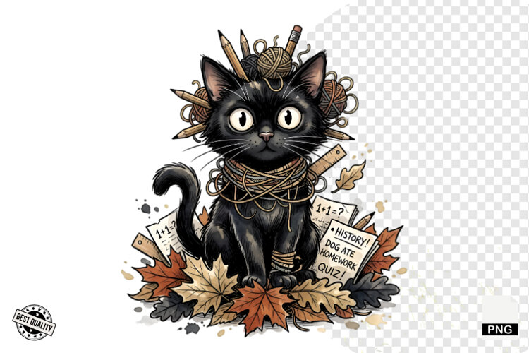 Halloween Black Cat Clipart example image 1