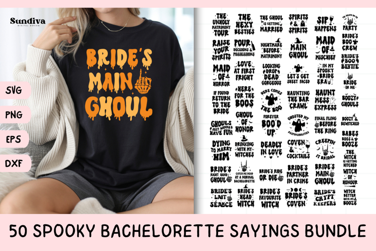 50 Spooky Bachelorette Party Saying SVG Bundle