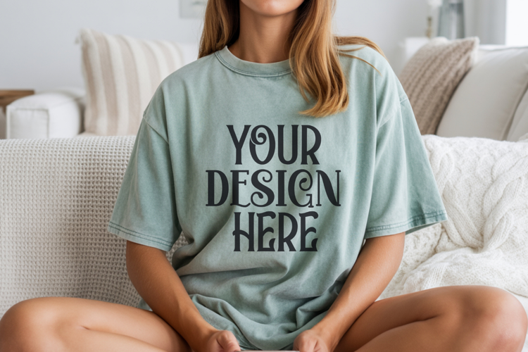 Chalky Mint Comfort Colors 1717 T-shirt Mockups,1717 Mockups