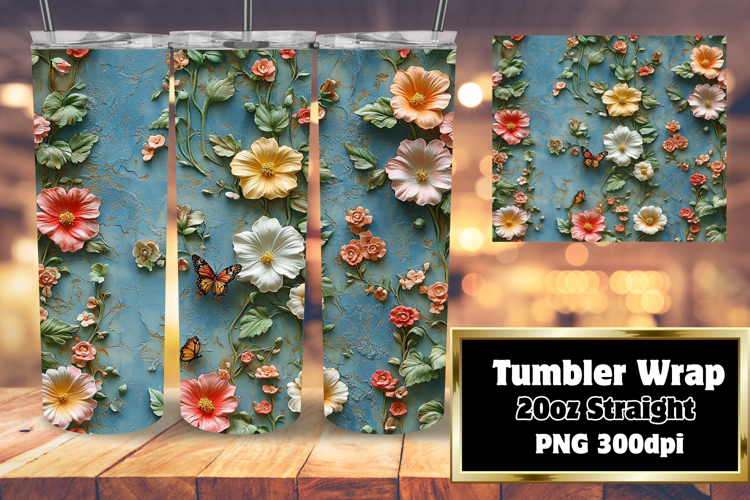 20oz Sublimation Template for Creatives , 3D Flower