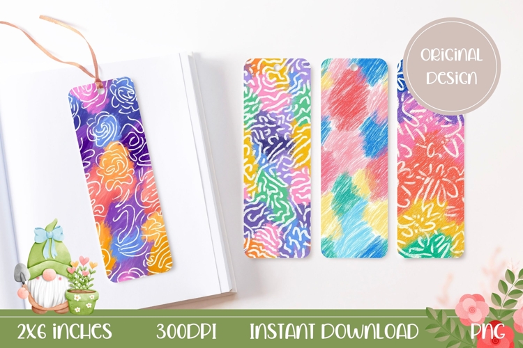 Abstract Flowers Bookmark Designs, Floral Bookmarks