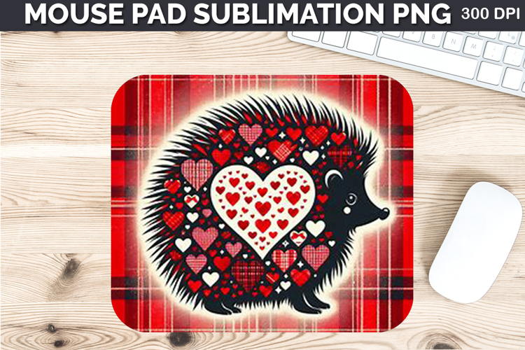 Watercolor Hedgehog Mouse Pad Sublimation - Valentines PNG