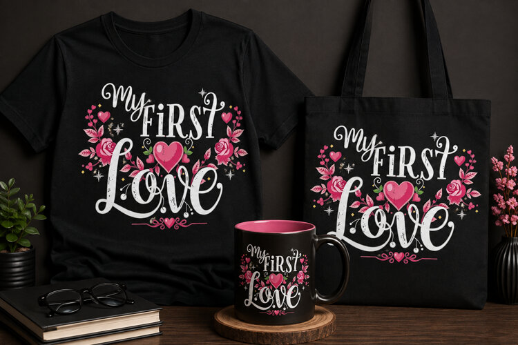 My First Love PNG | Floral Heart Mother’s Day Design example image 1