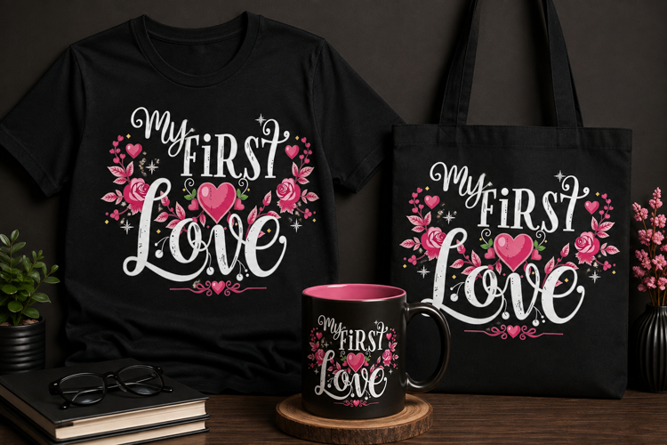 My First Love PNG | Floral Heart Mother’s Day Design