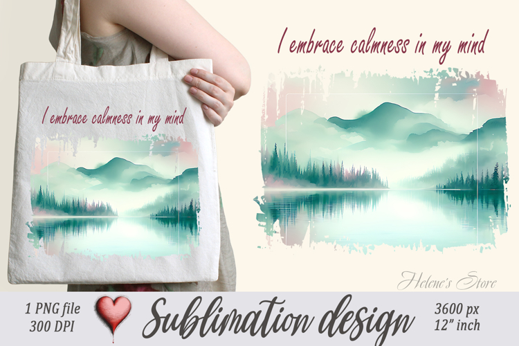 Pastel design with Inspiring quote tote bag sublimation png