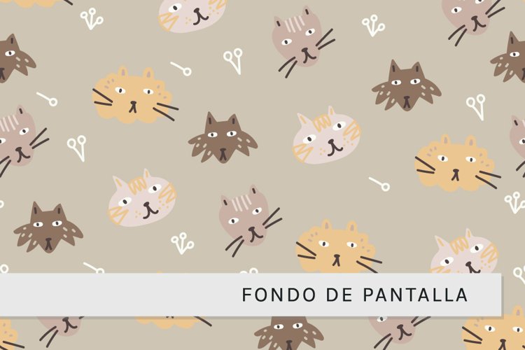 Gracioso Fondo de Pantalla con Caras de Gatos example image 1