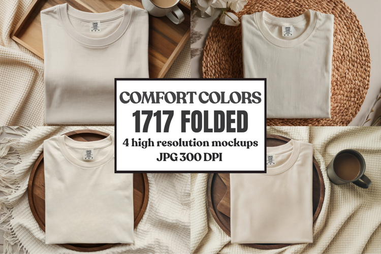 Comfort Colors 1717 Folded Tshirt Mockups