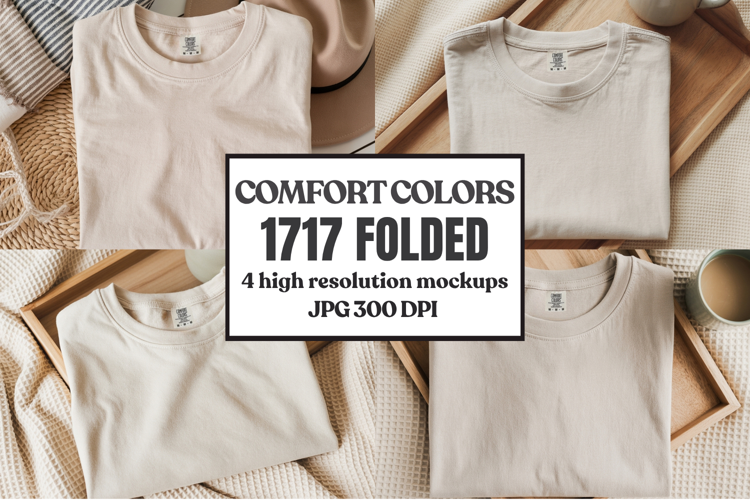Comfort Colors 1717 Folded Tshirt Mockups
