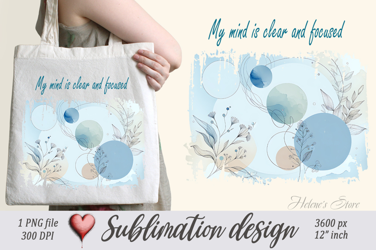 Pastel design with Inspiring quote tote bag sublimation png