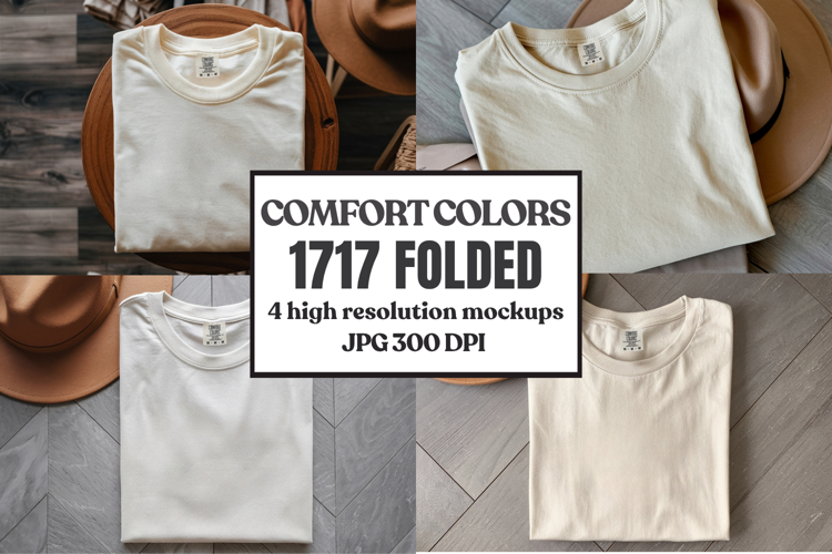 Comfort Colors 1717 Folded Tshirt Mockups