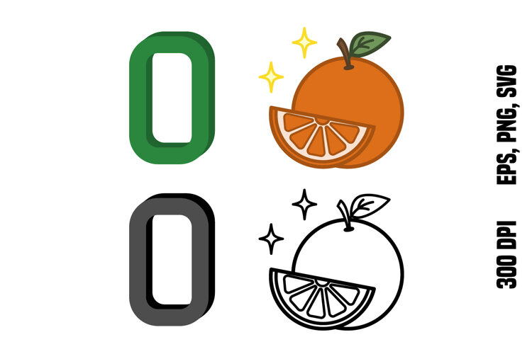 Letter O and Orange. Color and Line Vector example image 1