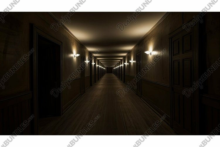illuminated long dark hallway example image 1