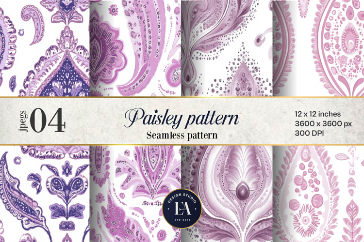 Botanical Paisley Digital paper |Indian Malabar pattern