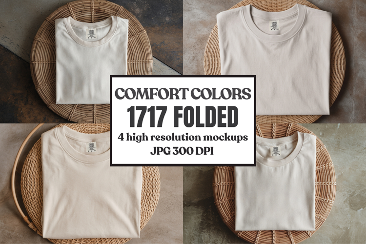 Comfort Colors 1717 Folded Tshirt Mockups