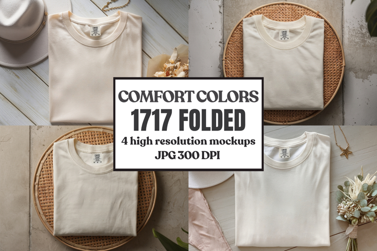 Comfort Colors 1717 Folded Tshirt Mockups