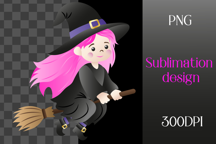 Cute little witch. Halloween sublimation. PNG