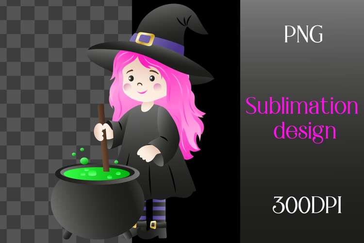 Cute little witch. Halloween sublimation. PNG