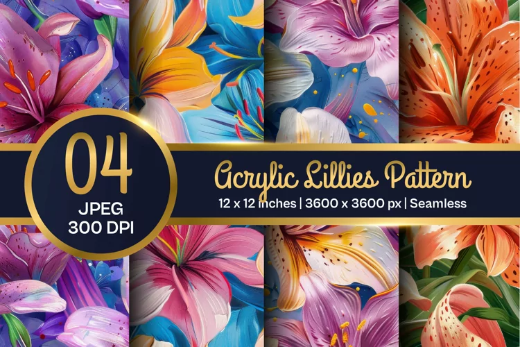 Acrylic floral pattern, Lillies floral pattern