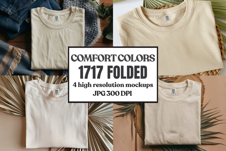 Comfort Colors 1717 Folded Tshirt Mockups