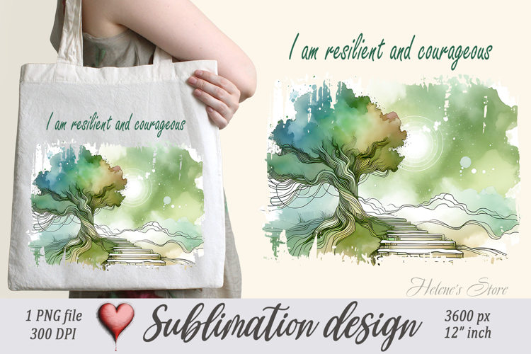 Pastel design with Inspiring quote tote bag sublimation png
