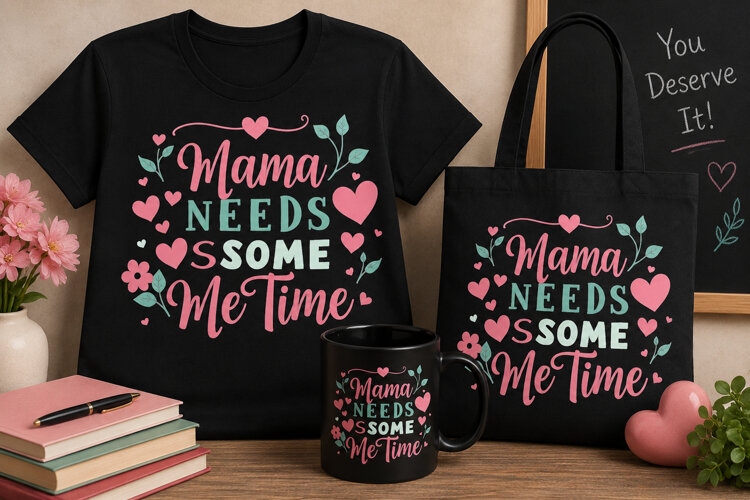 Mama Needs Some Me Time PNG | Self Care Mom Design example image 1