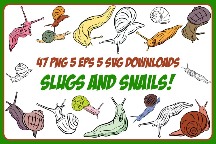 Cartoon Snails and Slugs Collection! EPS, PNG and SVG example image 1