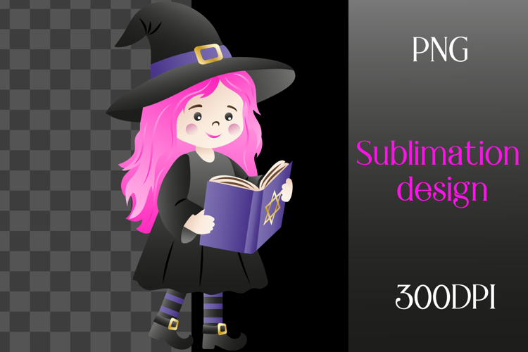Cute little witch. Halloween sublimation. PNG