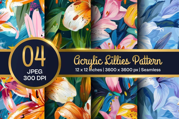 Acrylic floral pattern, Lillies floral pattern