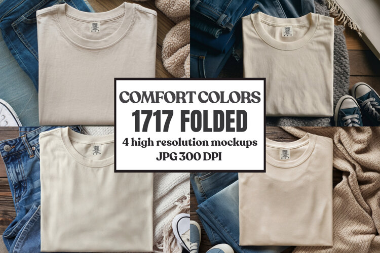 Comfort Colors 1717 Folded Tshirt Mockups example image 1
