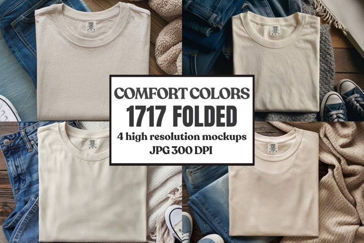 Comfort Colors 1717 Folded Tshirt Mockups
