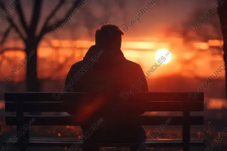 Man Sitting on a Bench Background