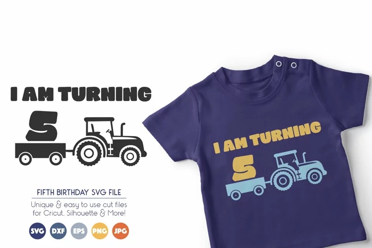 Farm Birthday SVG Files - I Am Turning Five