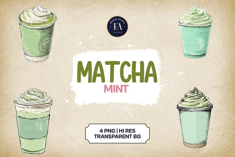 Mint Matcha Clipart 4 PNG example image 1