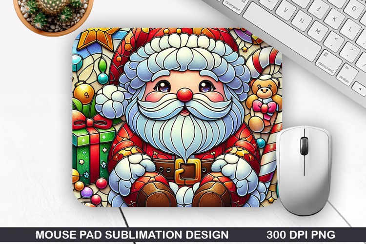 Santa Mouse Pad Sublimation, Christmas Mouse Pad PNG Design