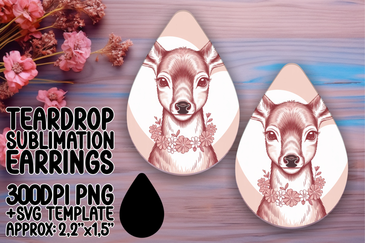 Stylish Teardrop Earrings Template PNG , Valenines Animals