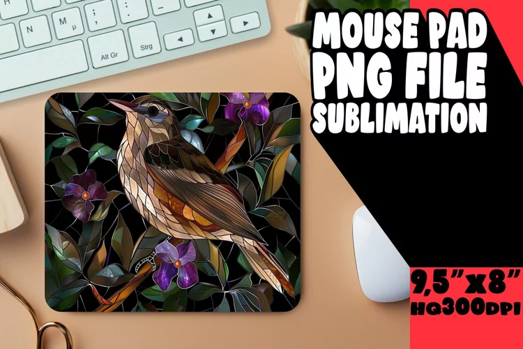 Stunning Birds Stained Glass Mouse Pad Design