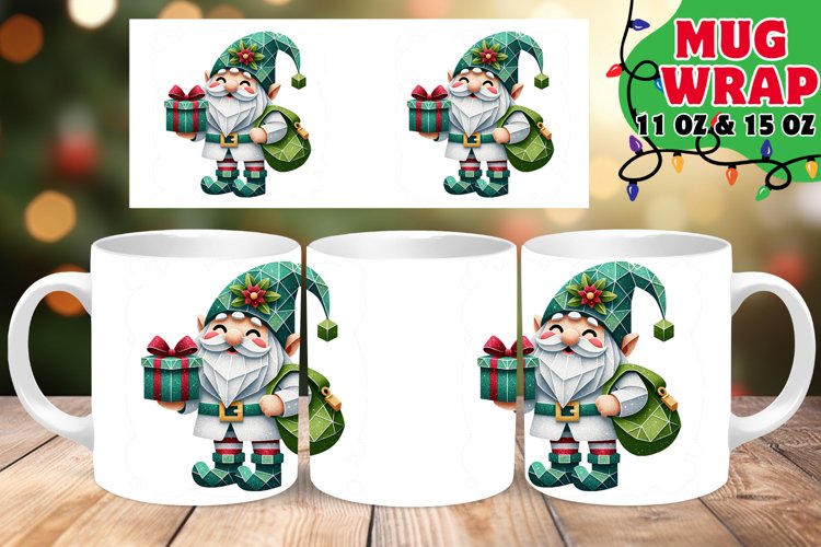 Festive Gnome Glow 11oz 15oz Mug Wrap