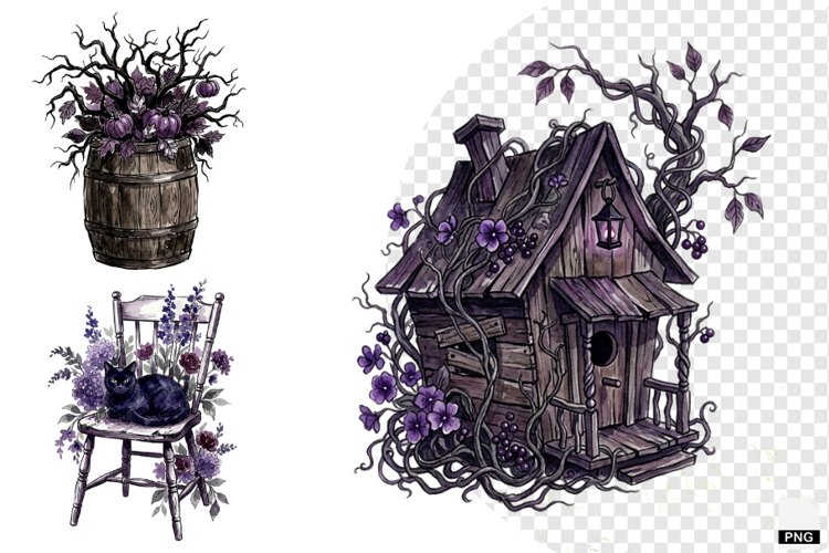 Halloween Haunted Cottage Clipart