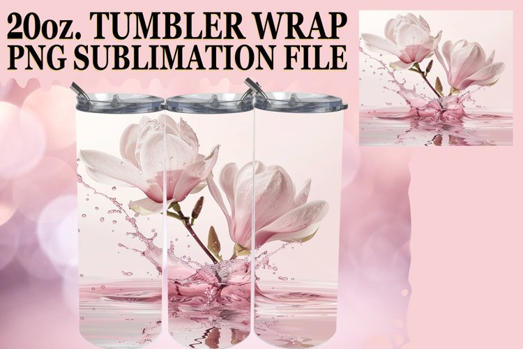 Serene Petals: Floral Water Tumbler Design - 20oz