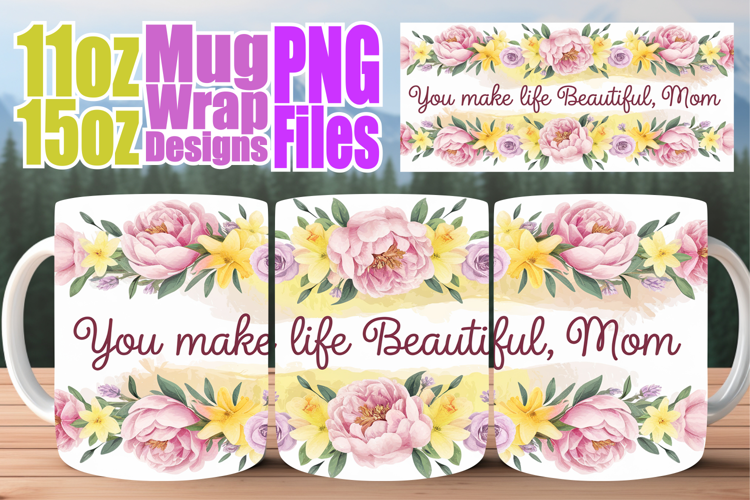 Delightful sips 11oz 15oz mug wrap, Mother's Day
